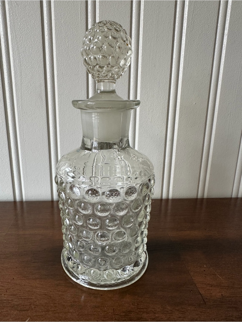 Vintage Duncan Miller clear hobnail glass 1000 eyes perfume bottle and stopper.